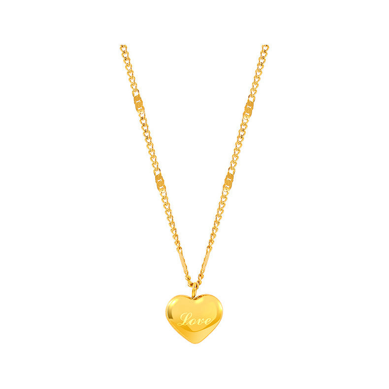Wholesale Love Temperament Non-fading Peach Heart Titanium Steel Jewelry Necklace
